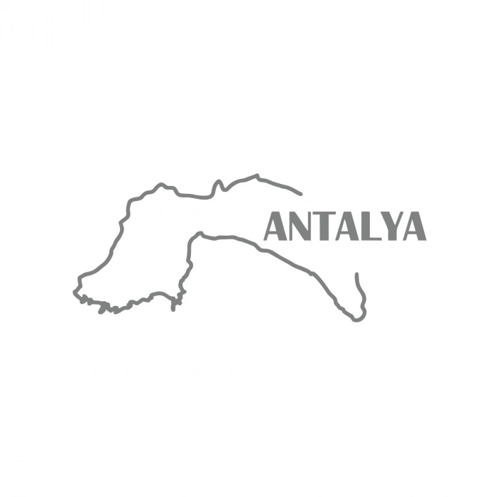 Antalya Harita Araba Sticker 17x17 Cm Gri