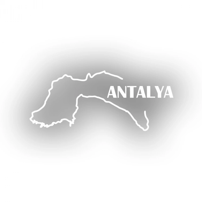 Antalya Harita Araba Sticker 17x17 Cm Beyaz