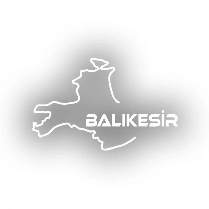 Balıkesir Harita Araba Sticker 17x17 Cm Beyaz
