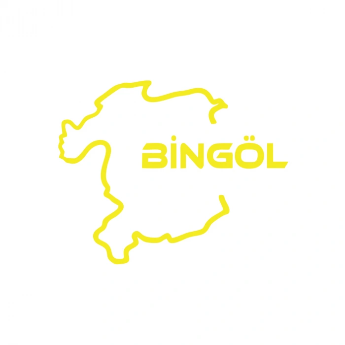Bingöl Harita Araba Sticker 17x17 Cm Sarı