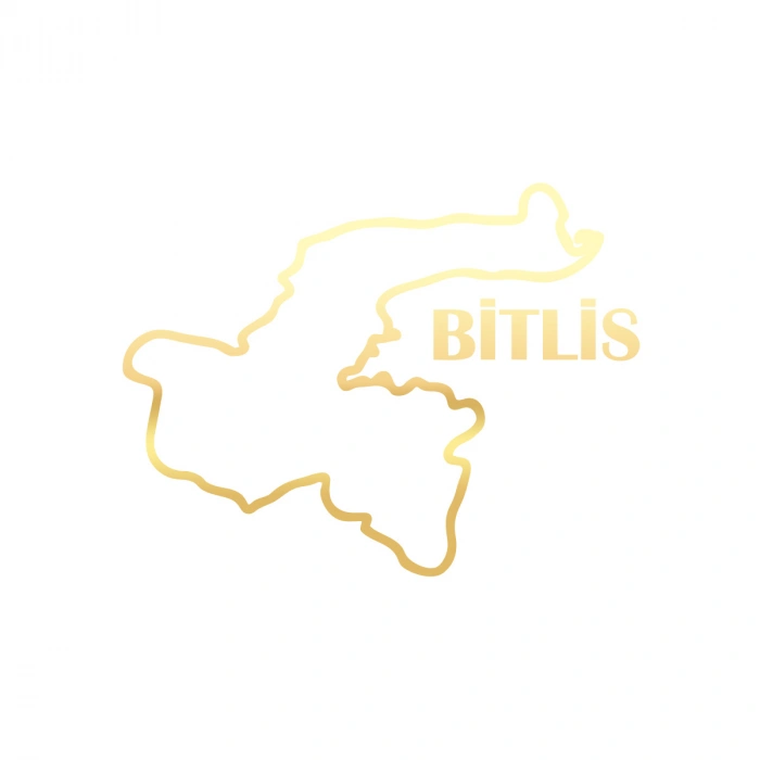Bitlis Harita Araba Sticker 17x17 Cm Gold