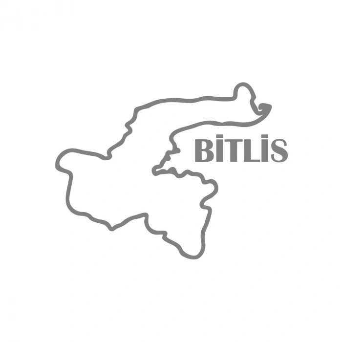 Bitlis Harita Araba Sticker 17x17 Cm Gri