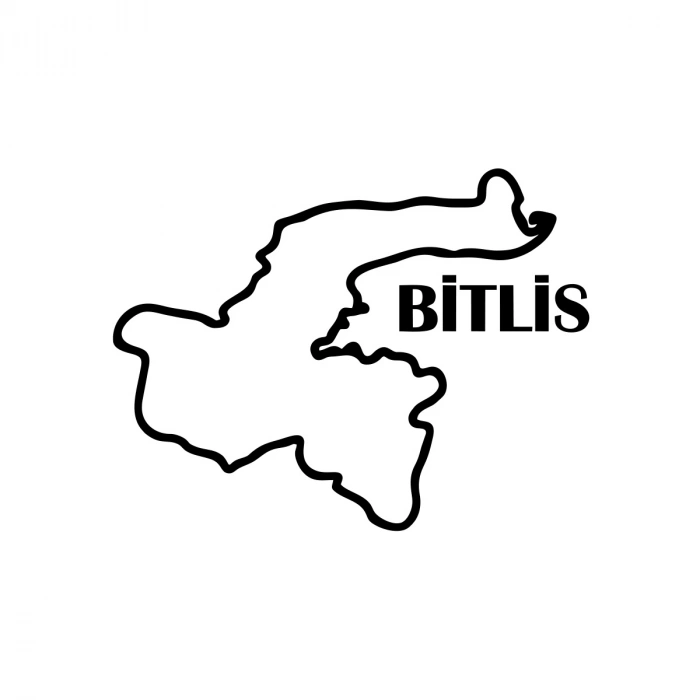 Bitlis Harita Araba Sticker 17x17 Cm Siyah