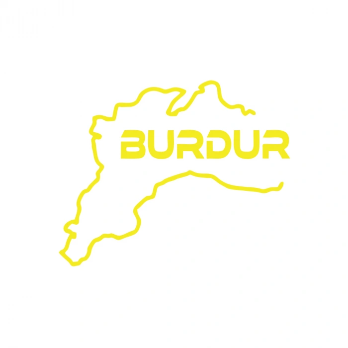 Burdur Harita Araba Sticker 17x17 Cm Sarı