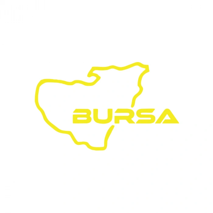 Bursa Harita Araba Sticker 17x17 Cm Sarı