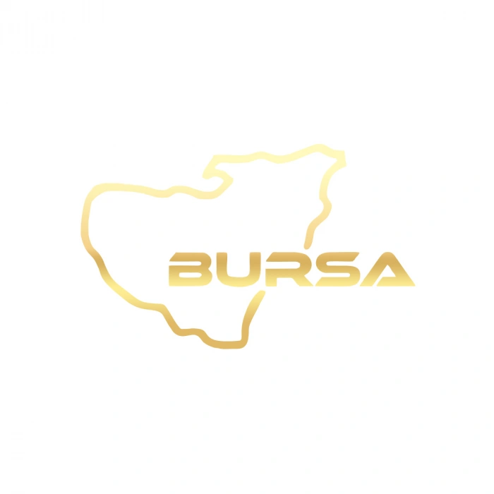 Bursa Harita Araba Sticker 17x17 Cm Gold