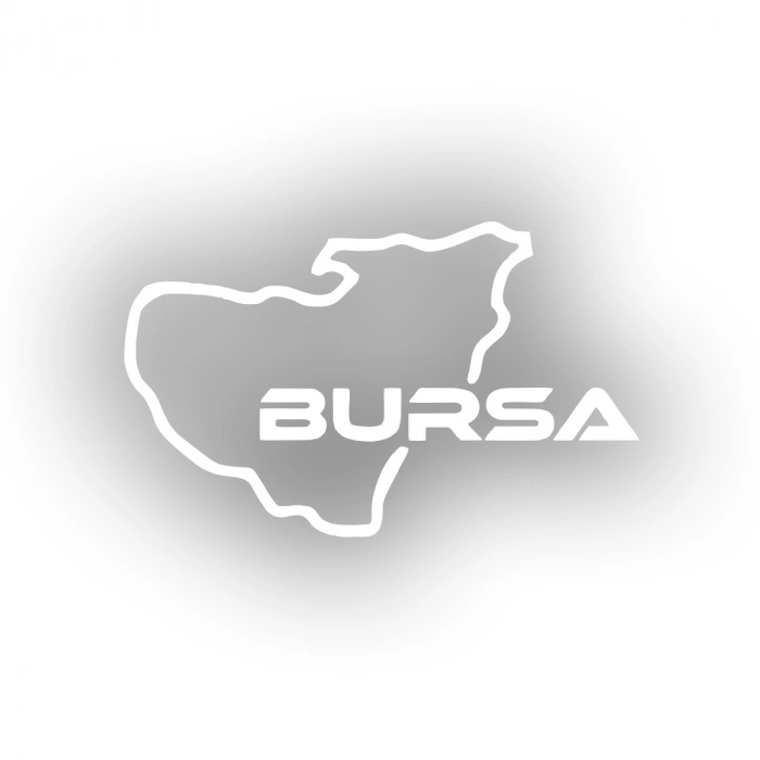 Bursa Harita Araba Sticker 17x17 Cm Beyaz