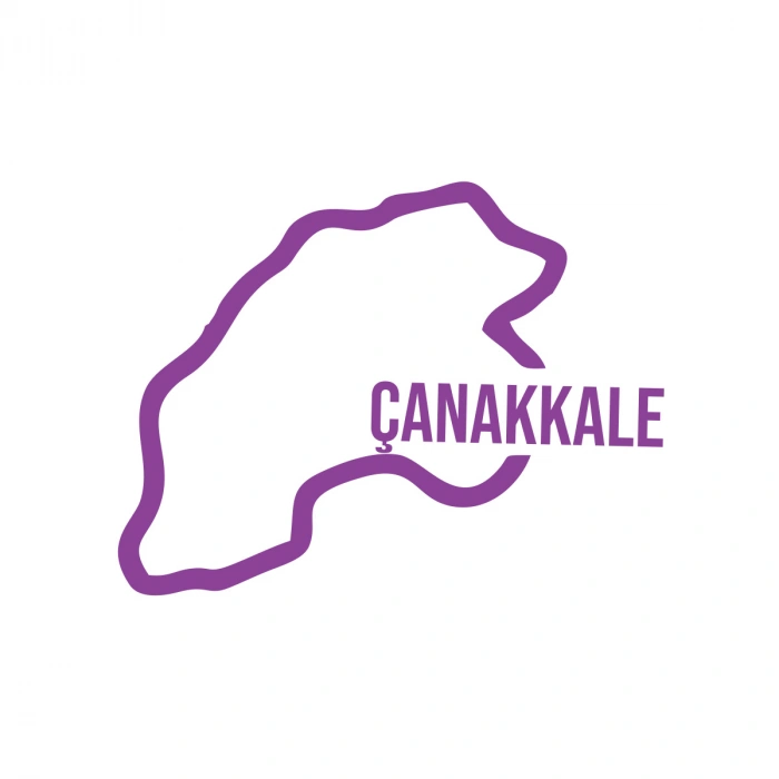 Çanakkale Harita Araba Sticker 17x17 Cm Mor