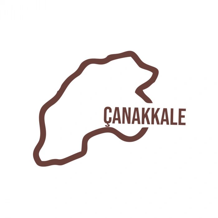 Çanakkale Harita Araba Sticker 17x17 Cm Kahverengi