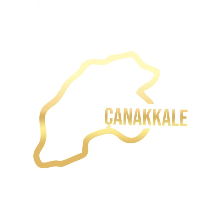 Çanakkale Harita Araba Sticker 17x17 Cm Gold