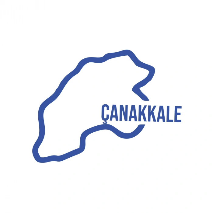 Çanakkale Harita Araba Sticker 17x17 Cm Mavi