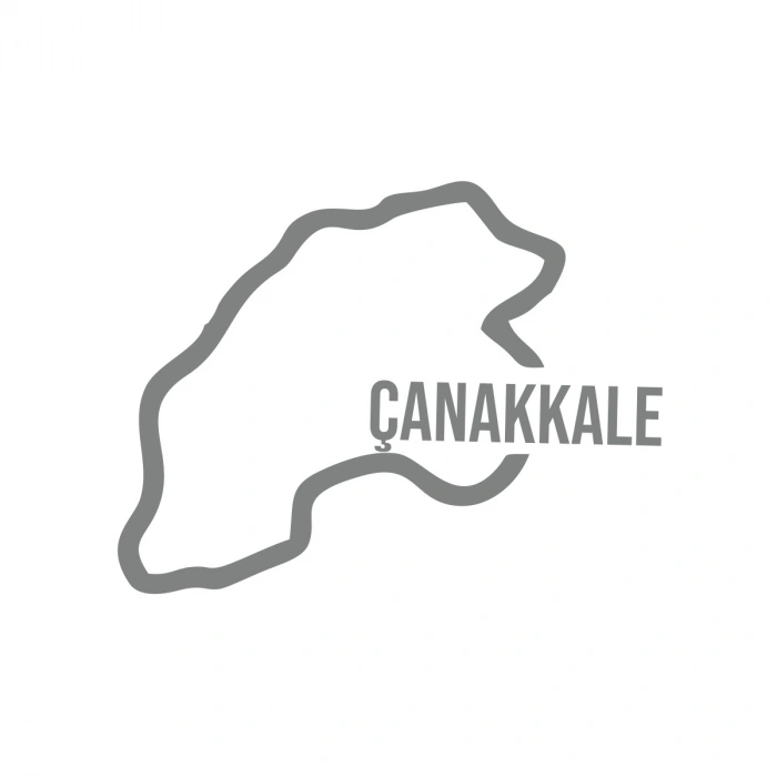 Çanakkale Harita Araba Sticker 17x17 Cm Gri