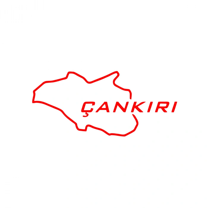 Çankırı Harita Araba Sticker 17x17 Cm Kırmızı