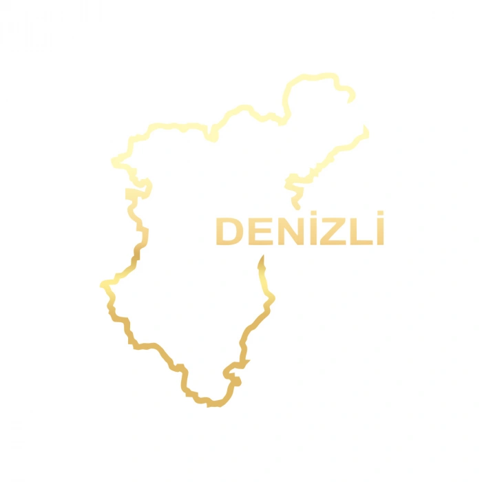 Denizli Harita Araba Sticker 17x17 Cm Gold