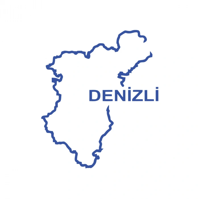Denizli Harita Araba Sticker 17x17 Cm Mavi