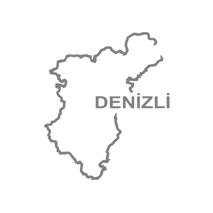 Denizli Harita Araba Sticker 17x17 Cm Gri