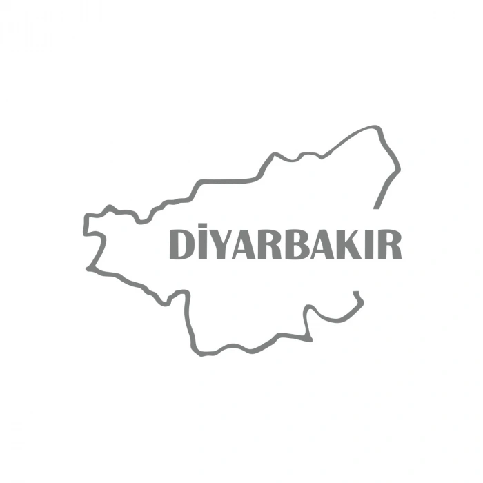 Diyarbakır Harita Araba Sticker 17x17 Cm Gri