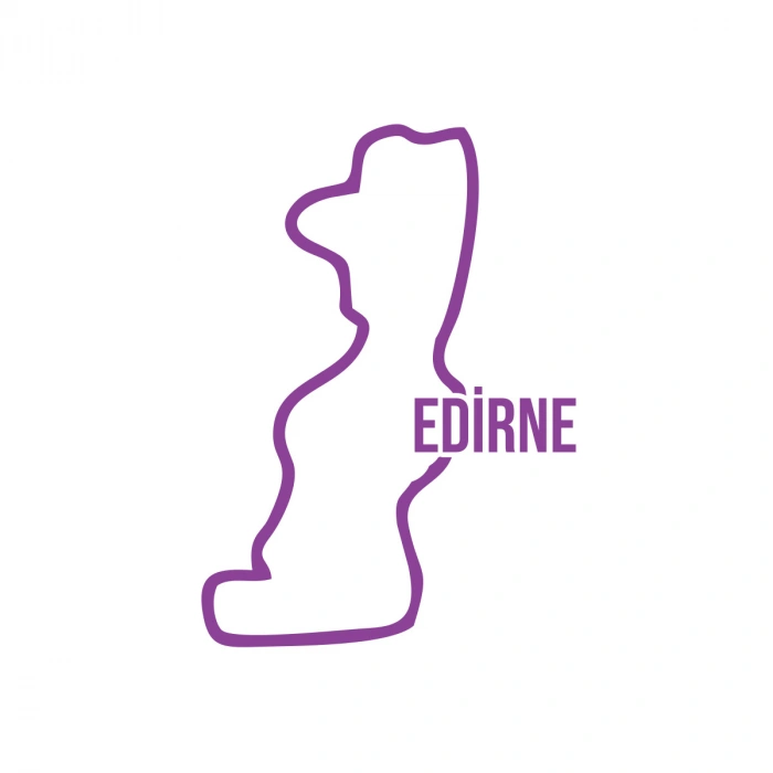 Edirne Harita Araba Sticker 17x17 Cm Mor