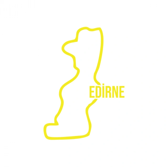 Edirne Harita Araba Sticker 17x17 Cm Sarı