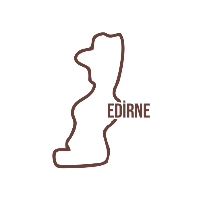 Edirne Harita Araba Sticker 17x17 Cm Kahverengi