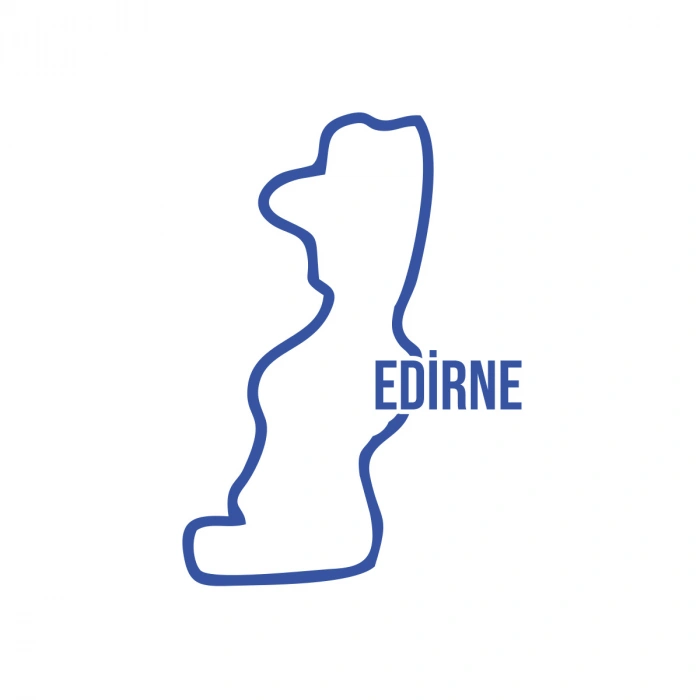 Edirne Harita Araba Sticker 17x17 Cm Mavi