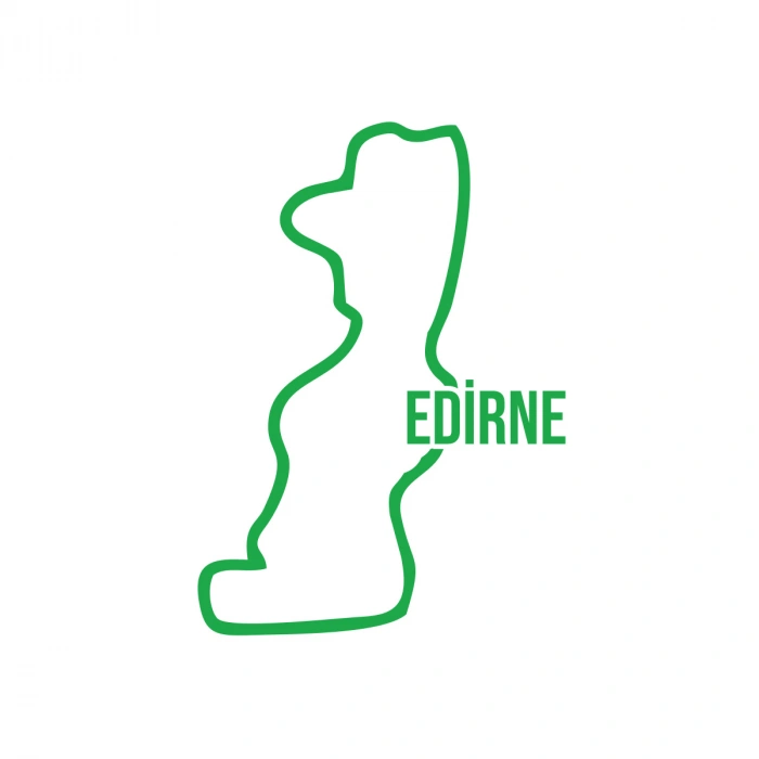 Edirne Harita Araba Sticker 17x17 Cm Yeşil