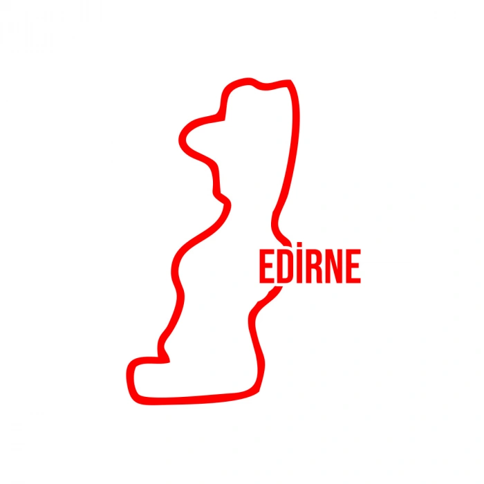 Edirne Harita Araba Sticker 17x17 Cm Kırmızı