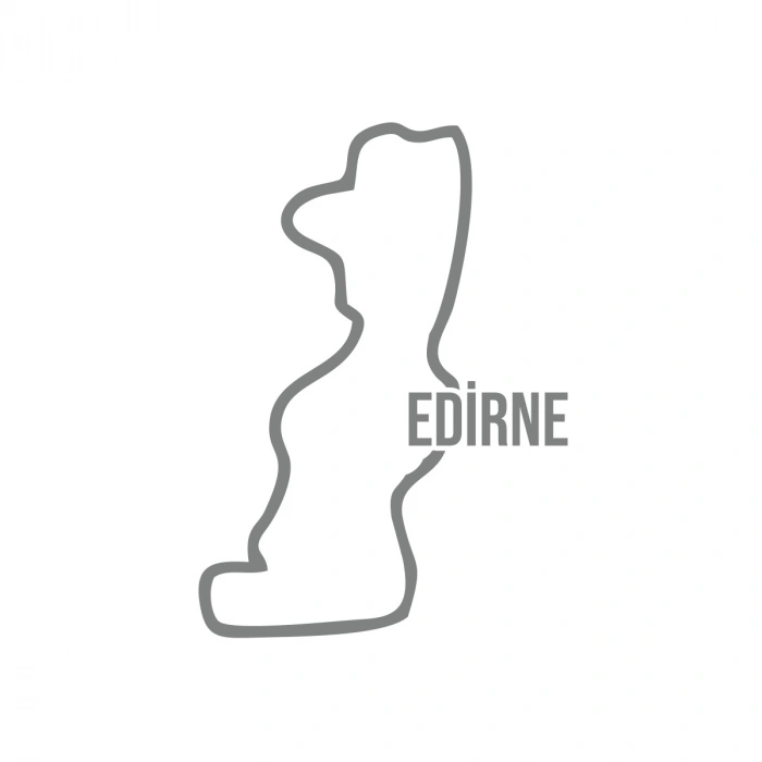 Edirne Harita Araba Sticker 17x17 Cm Gri