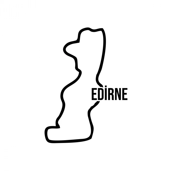 Edirne Harita Araba Sticker 17x17 Cm Siyah