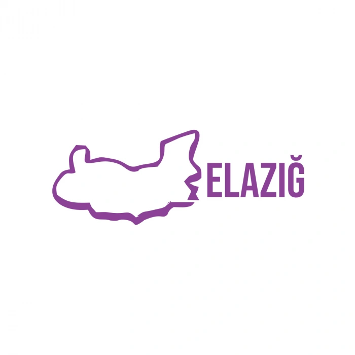 Elazığ Harita Araba Sticker 17x17 Cm Mor