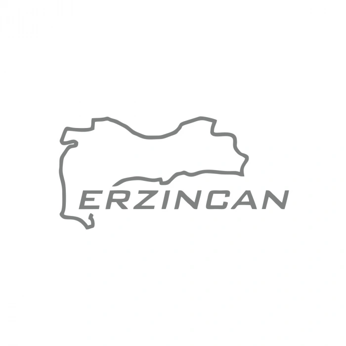 Erzincan Harita Araba Sticker 17x17 Cm Gri