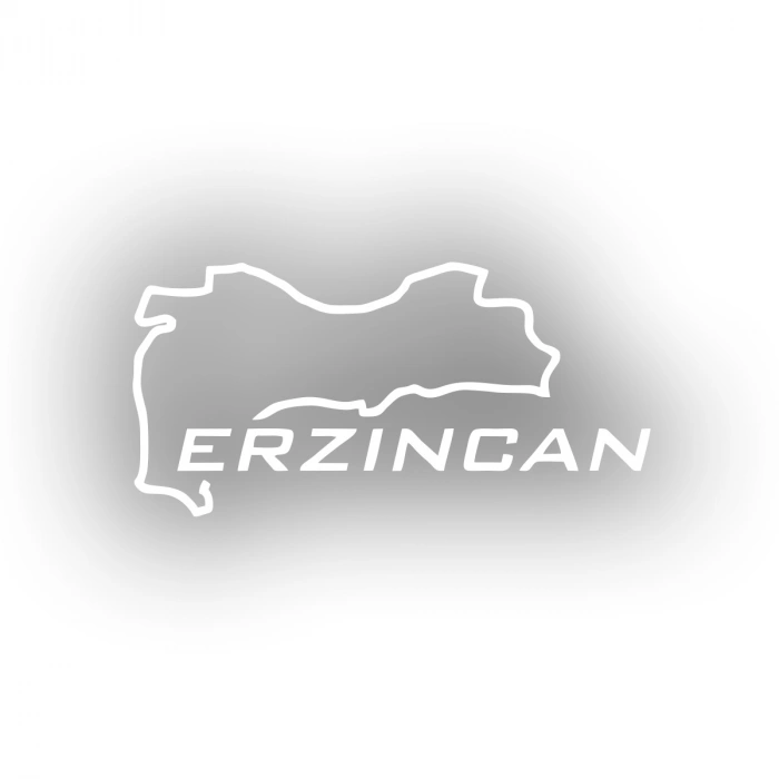 Erzincan Harita Araba Sticker 17x17 Cm Beyaz