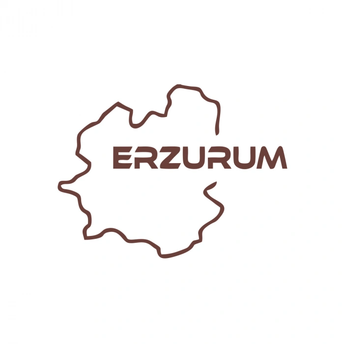 Erzurum Harita Araba Sticker 17x17 Cm Kahverengi