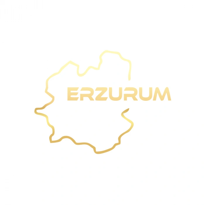 Erzurum Harita Araba Sticker 17x17 Cm Gold