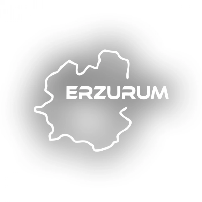 Erzurum Harita Araba Sticker 17x17 Cm Beyaz