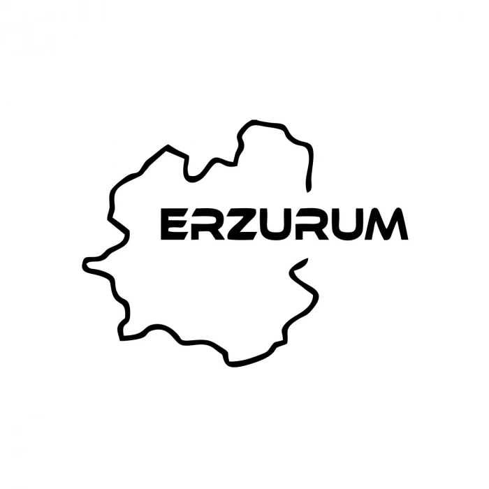 Erzurum Harita Araba Sticker 17x17 Cm Siyah
