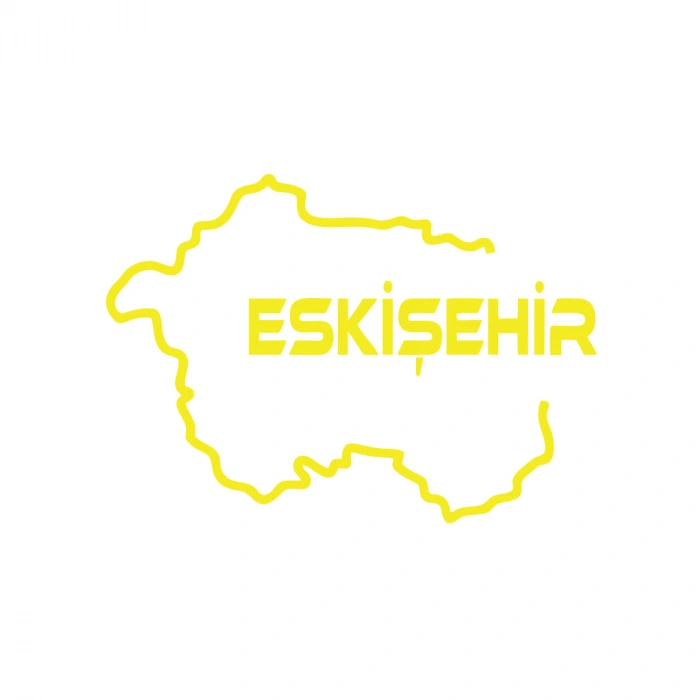 Eskişehir Harita Araba Sticker 17x17 Cm Sarı