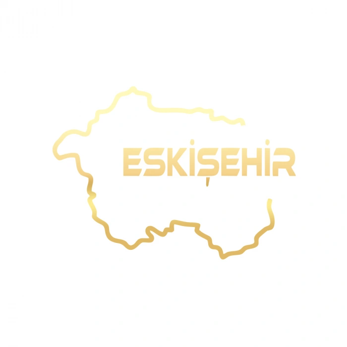 Eskişehir Harita Araba Sticker 17x17 Cm Gold