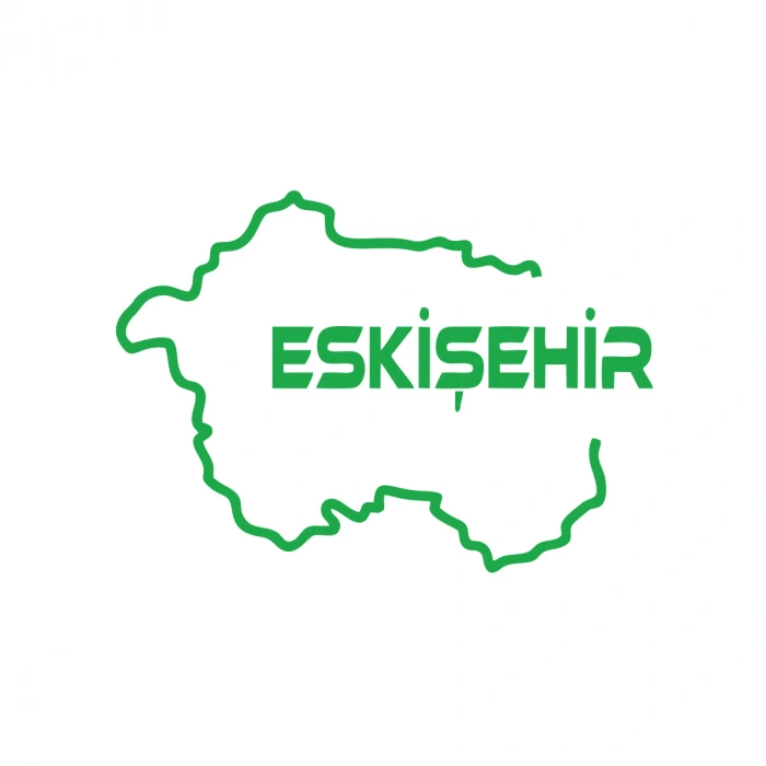Eskişehir Harita Araba Sticker 17x17 Cm Yeşil