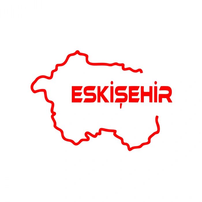 Eskişehir Harita Araba Sticker 17x17 Cm Kırmızı