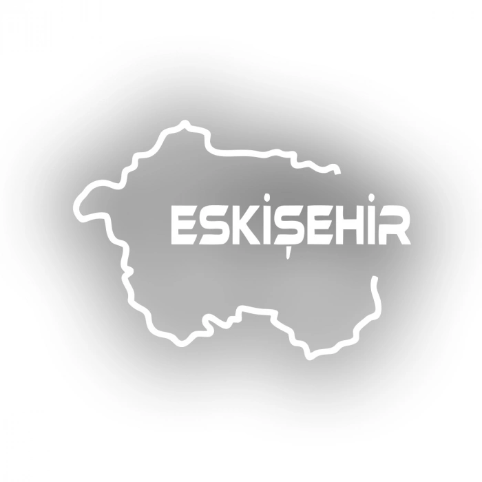 Eskişehir Harita Araba Sticker 17x17 Cm Beyaz