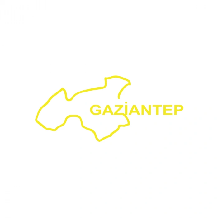 Gaziantep Harita Araba Sticker 17x17 Cm Sarı