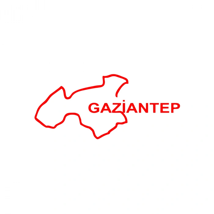 Gaziantep Harita Araba Sticker 17x17 Cm Kırmızı