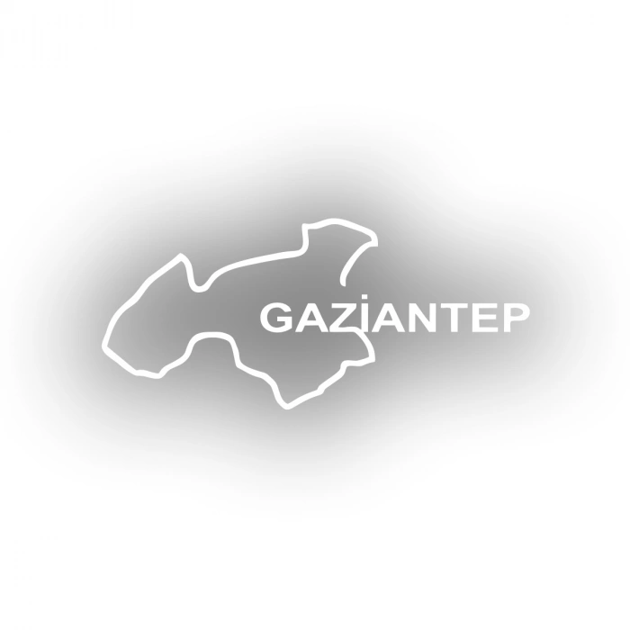 Gaziantep Harita Araba Sticker 17x17 Cm Beyaz