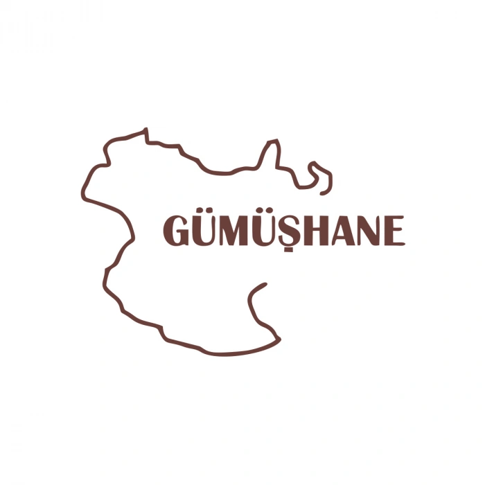 Gümüşhane Harita Araba Sticker 17x17 Cm Kahverengi