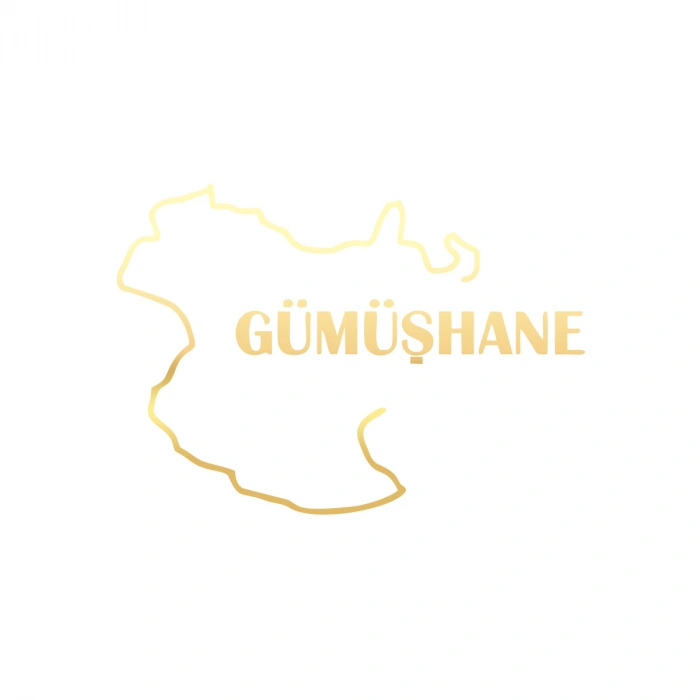 Gümüşhane Harita Araba Sticker 17x17 Cm Gold