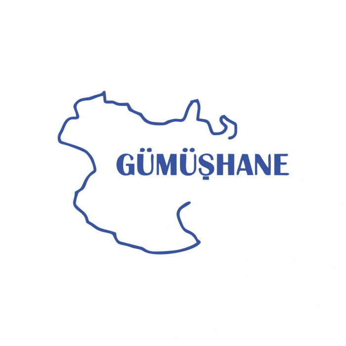 Gümüşhane Harita Araba Sticker 17x17 Cm Mavi