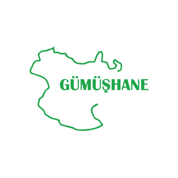 Gümüşhane Harita Araba Sticker 17x17 Cm Yeşil
