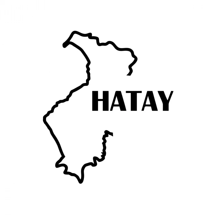 Hatay Harita Araba Sticker 17x17 Cm Siyah