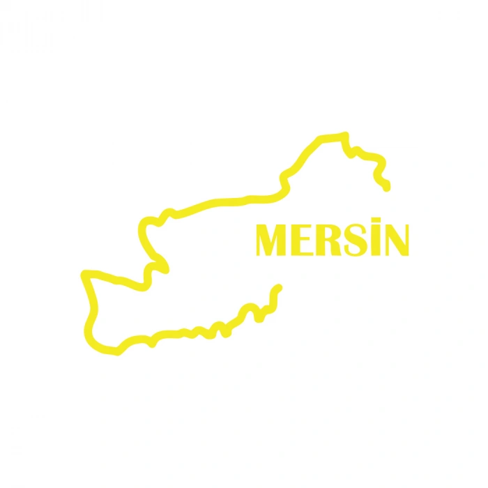 Mersin Harita Araba Sticker 17x17 Cm Sarı